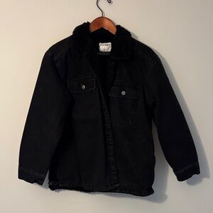 Old Navy Black Jean Jacket with Faux Fur Collar